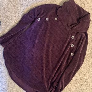 This sweater is insanely soft! Beautiful purple color.